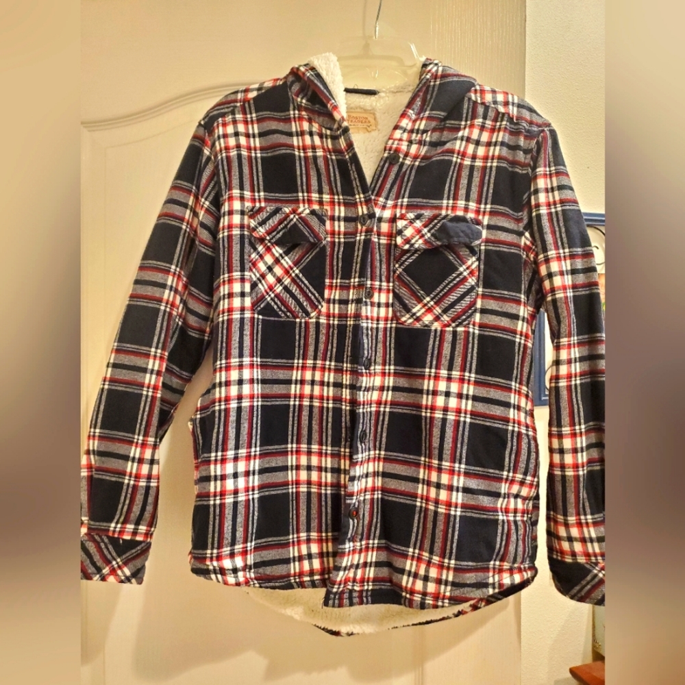 Fleece lined Flannel Jacket w/ hood